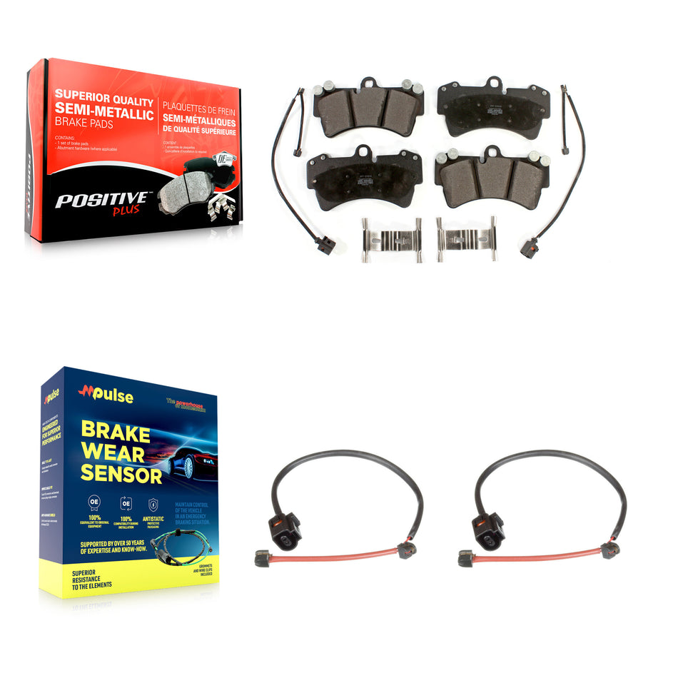 Front Semi-Metallic Disc Brake Pads And Extra Wear Sensors Kit For Porsche Cayenne KPW-100829