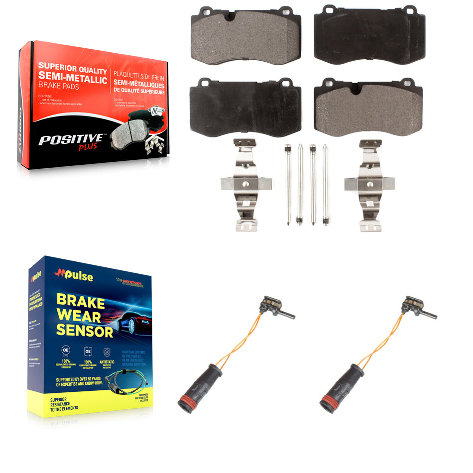 Front Semi-Metallic Disc Brake Pad And Wear Sensor Kit For Mercedes-Benz SL550 S350 CL550 KPW-100835