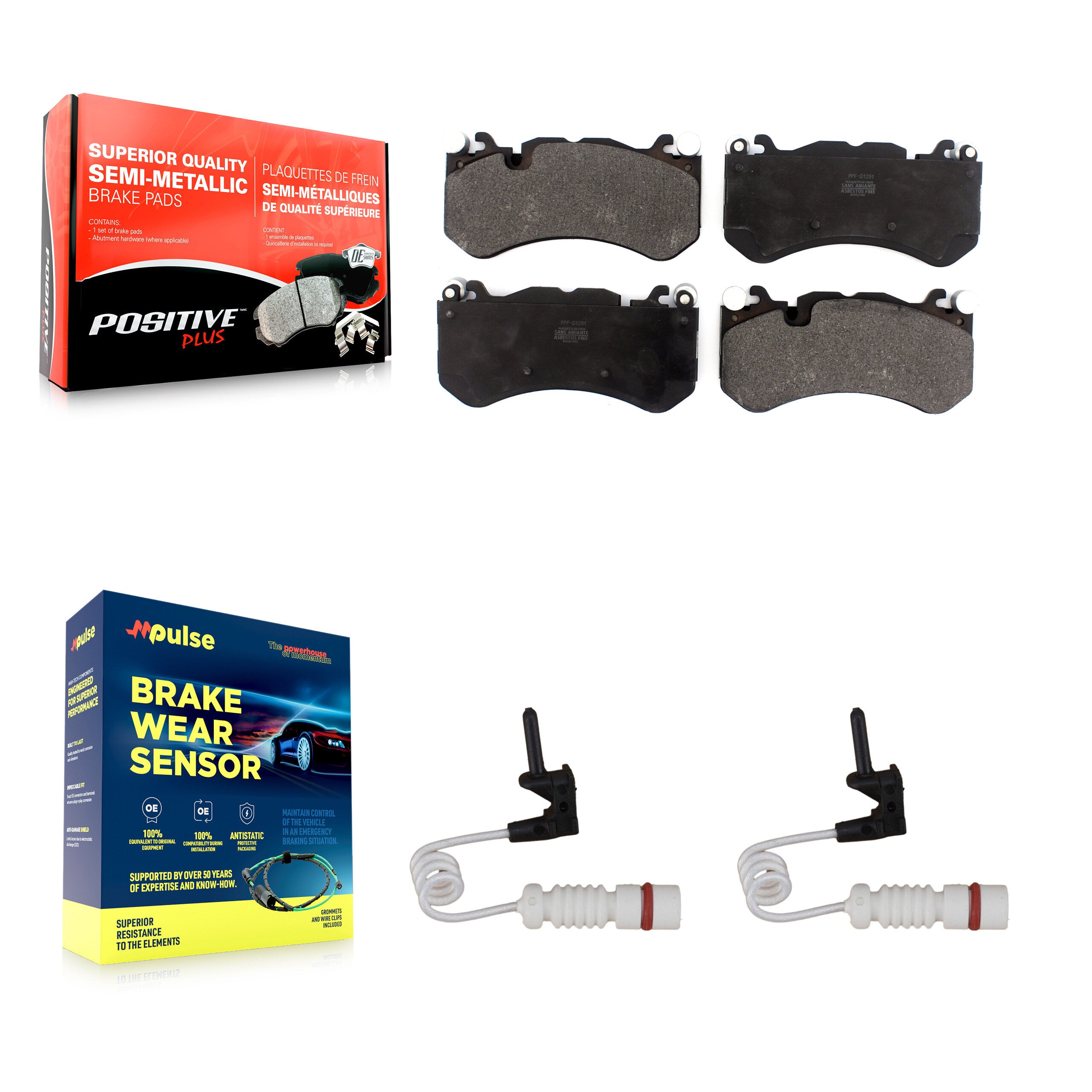 Front Semi-Metallic Disc Brake Pads And Wear Sensors Kit For Mercedes-Benz G63 AMG KPW-100838