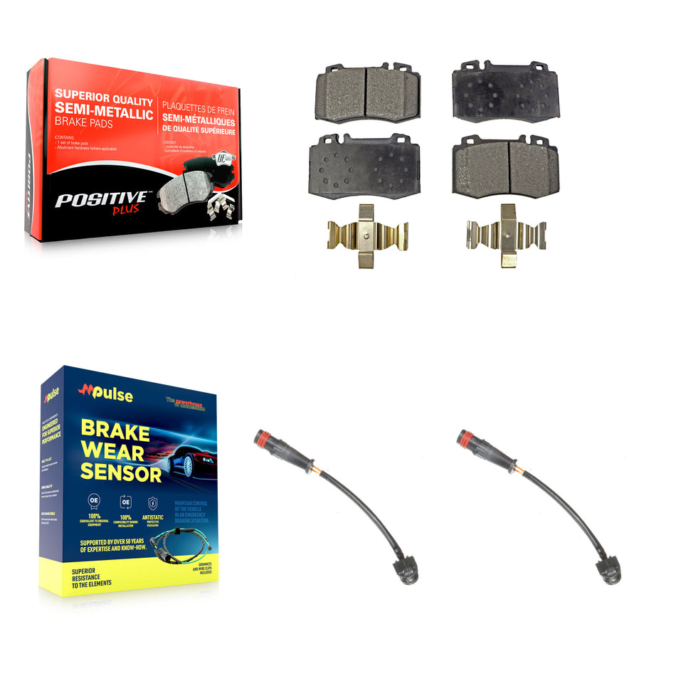 Front Semi-Metallic Disc Brake Pads And Wear Sensor Kit For Mercedes-Benz SL500 SLK55 AMG KPW-100839