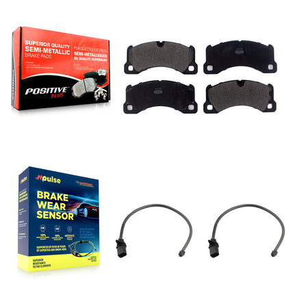 Front Semi-Metallic Disc Brake Pads And Wear Sensors Kit For Porsche Macan KPW-100844