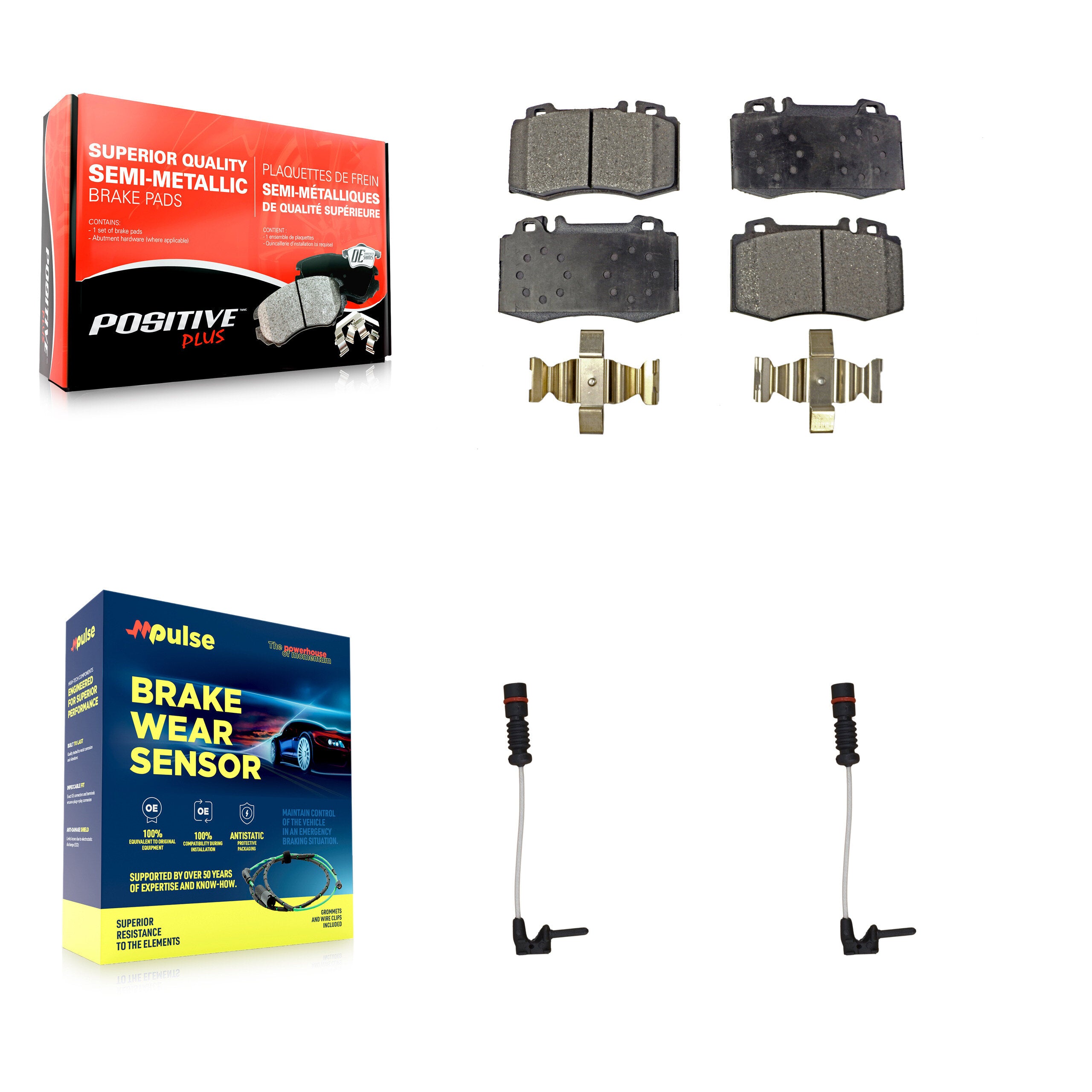Front Semi-Metallic Brake Pads & Wear Sensor Kit For Mercedes-Benz SL500 SL600 S600 CL500 KPW-100845
