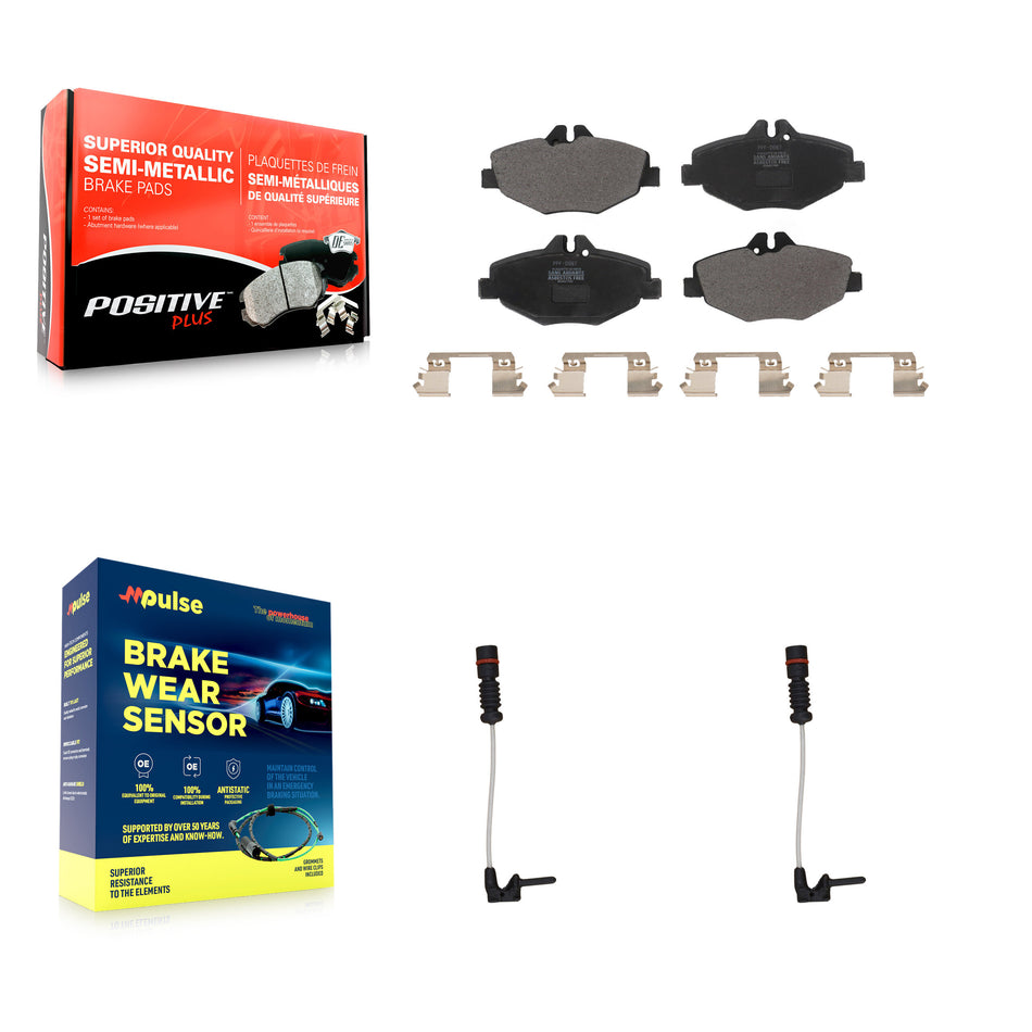 Front Semi-Metallic Brake Pad Wear Sensor Kit For 2003 Mercedes-Benz E320 Sedan with 3.2L KPW-100847