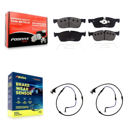 Front Semi-Metallic Disc Brake Pads And Wear Sensors Kit For Jaguar XE XF KPW-100859