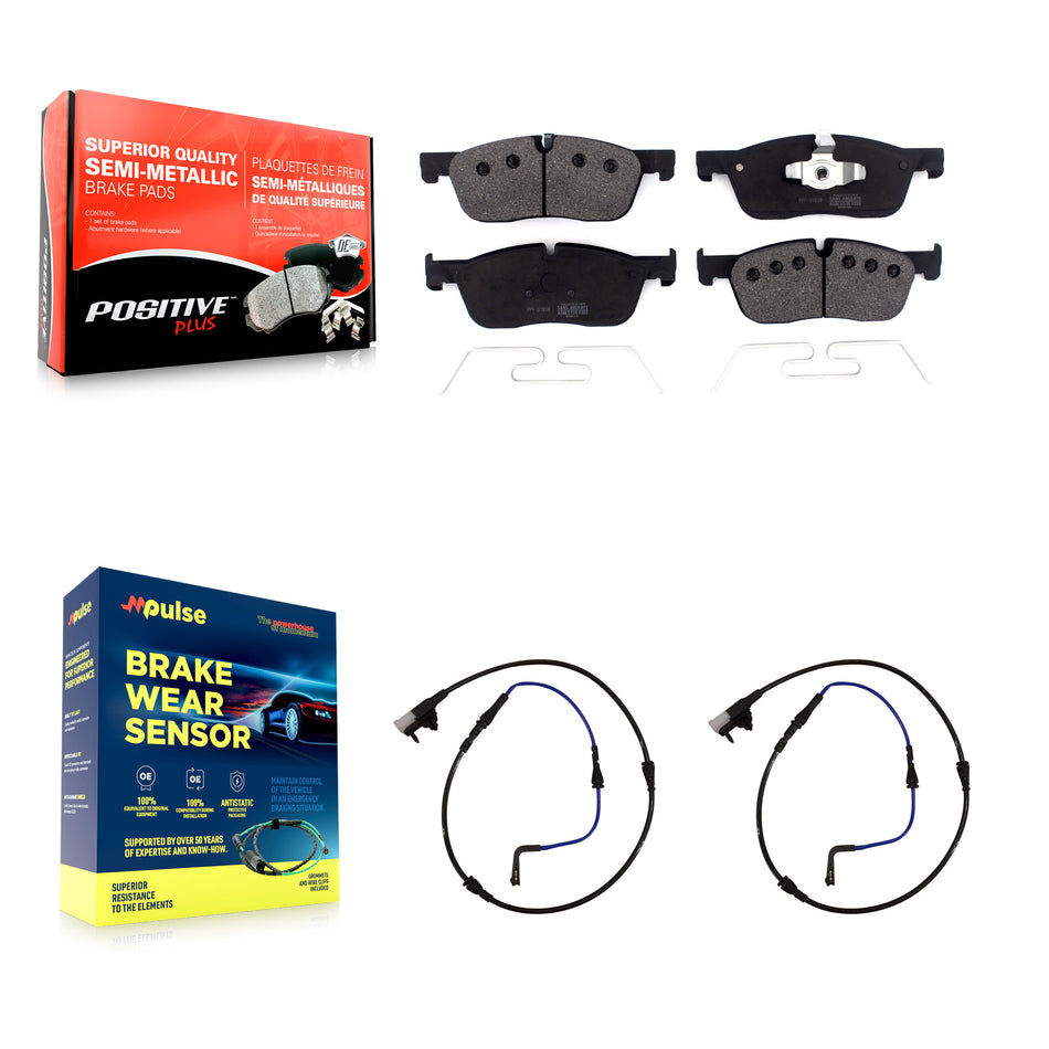 Front Semi-Metallic Disc Brake Pads And Wear Sensors Kit For Jaguar XE XF KPW-100859