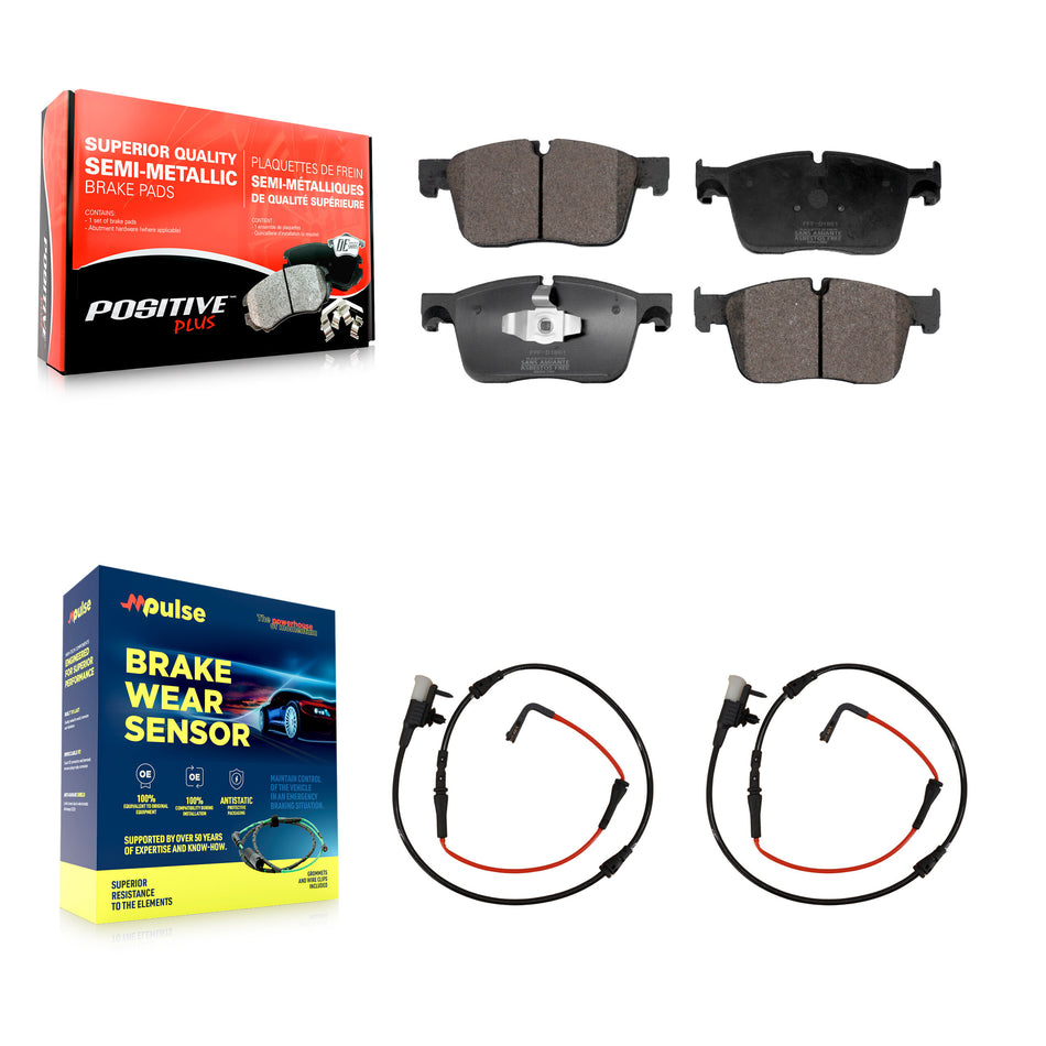Front Semi-Metallic Disc Brake Pads And Wear Sensors Kit For Jaguar XE KPW-100860