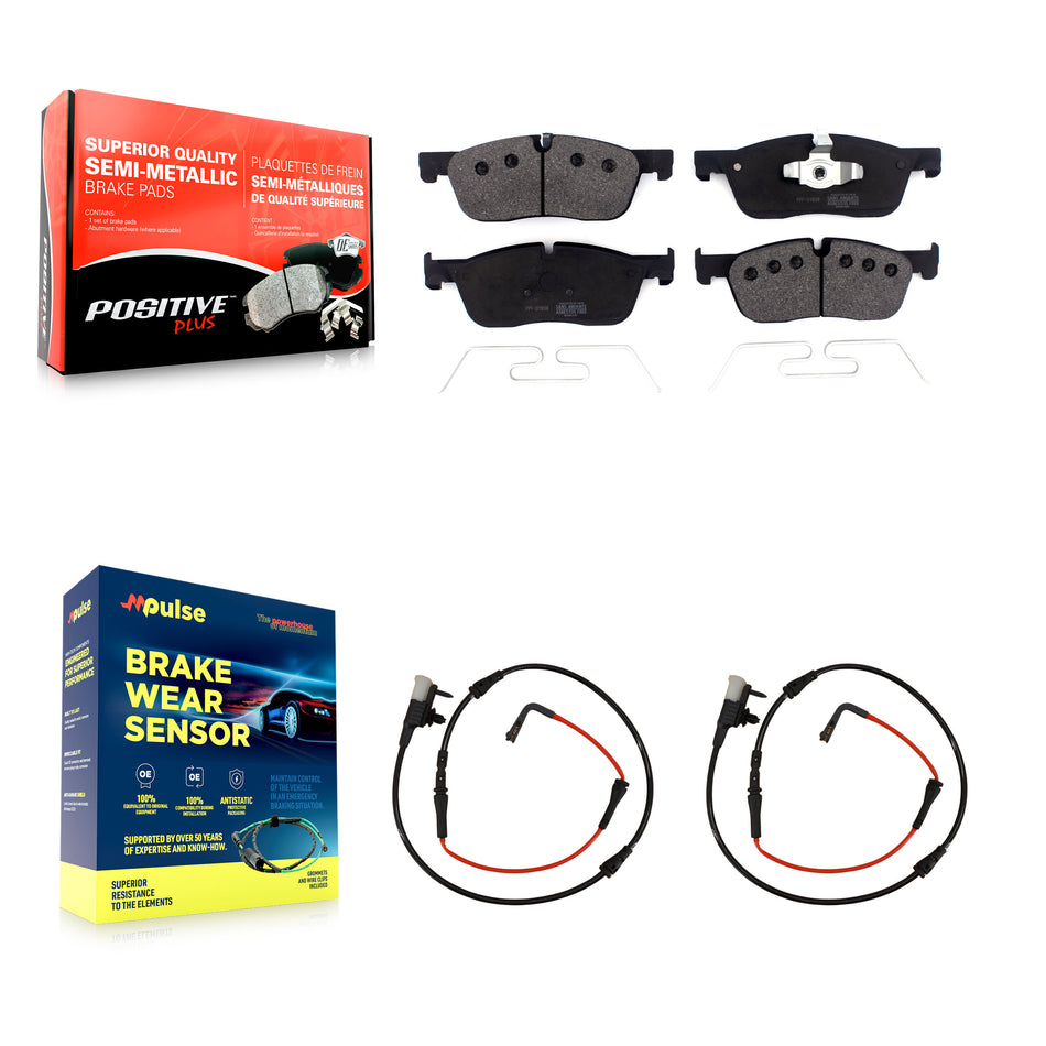 Front Semi-Metallic Disc Brake Pads And Wear Sensors Kit For Jaguar XE KPW-100861