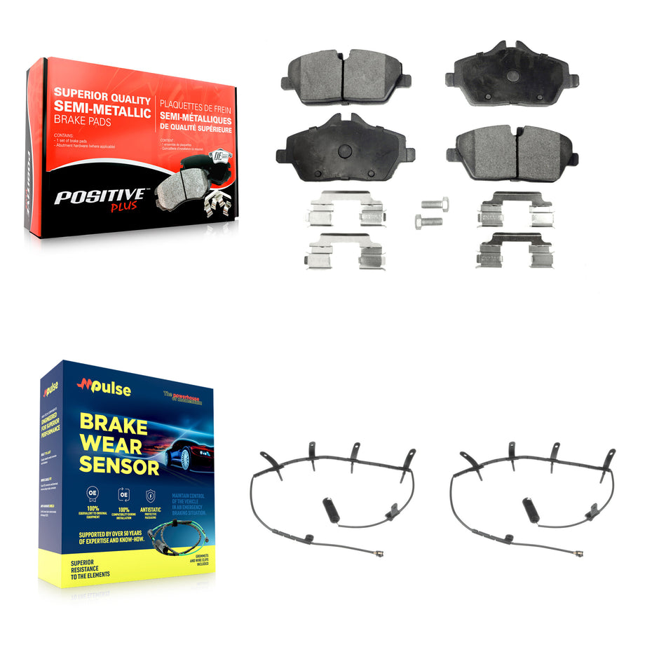 Front Semi-Metallic Disc Brake Pads And Wear Sensors Kit For Mini Cooper KPW-100875