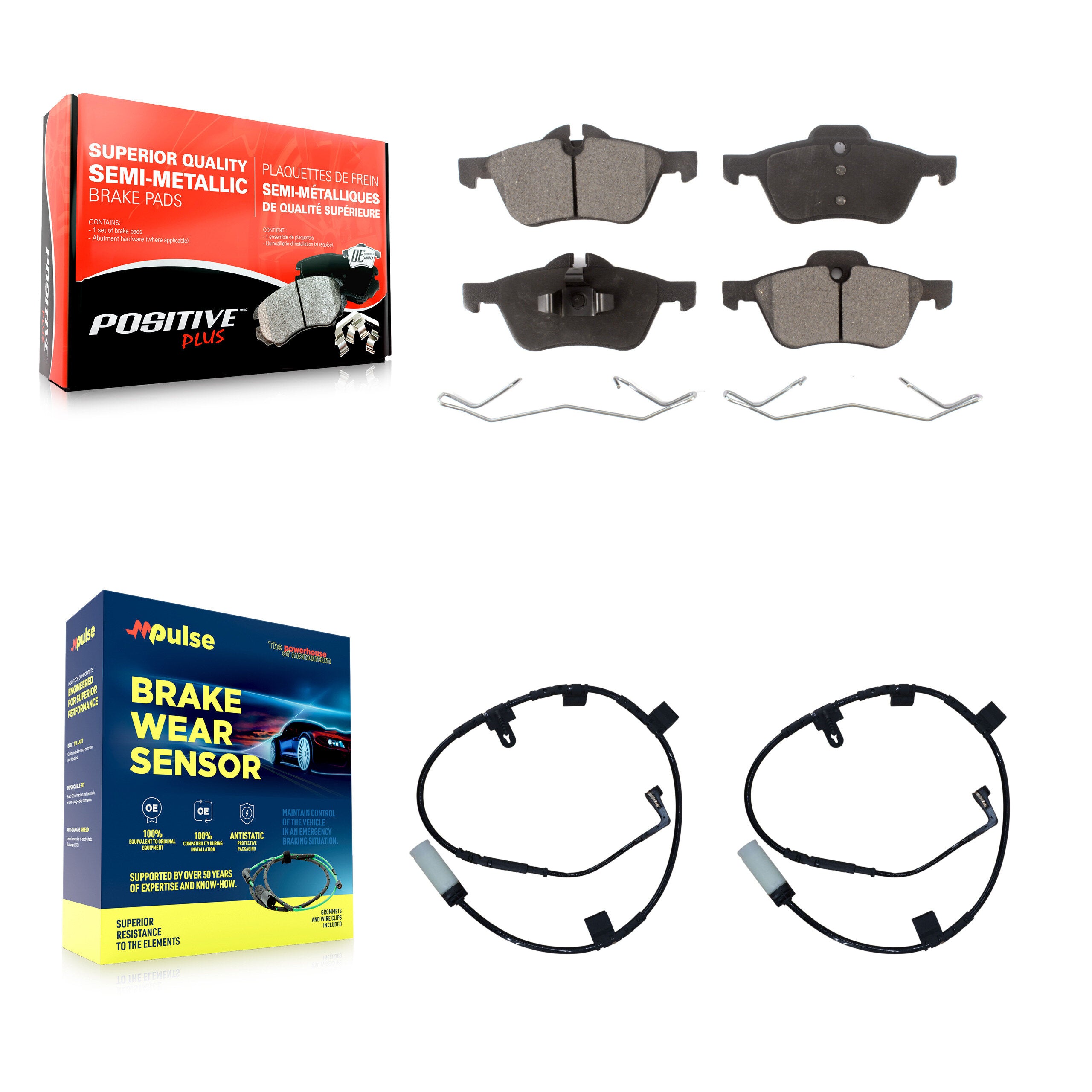 Front Semi-Metallic Disc Brake Pads And Wear Sensors Kit For Mini Cooper KPW-100876