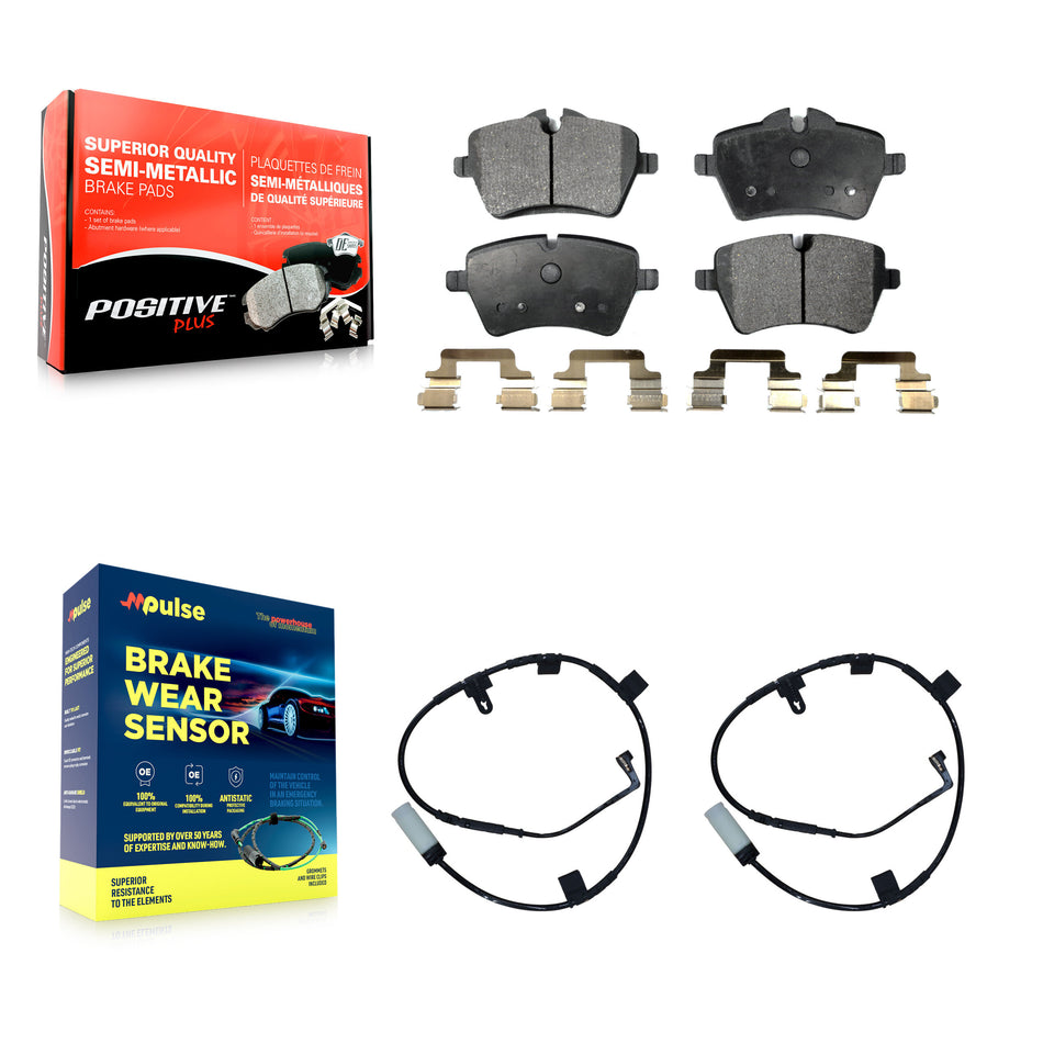 Front Semi-Metallic Disc Brake Pads And Wear Sensors Kit For Mini Cooper KPW-100877