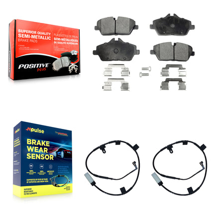 Front Semi-Metallic Disc Brake Pads And Wear Sensors Kit For Mini Cooper KPW-100878