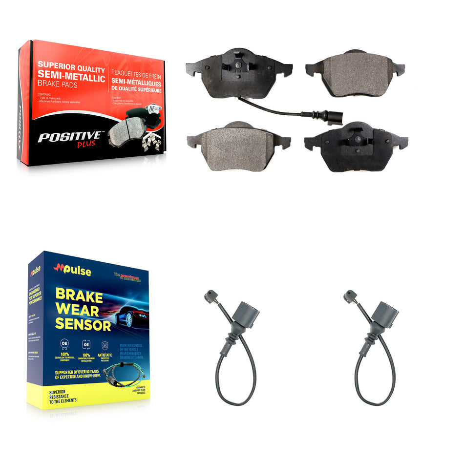 Front Semi-Metallic Disc Brake Pads And Extra Wear Sensors Kit For Audi TT Quattro KPW-100880