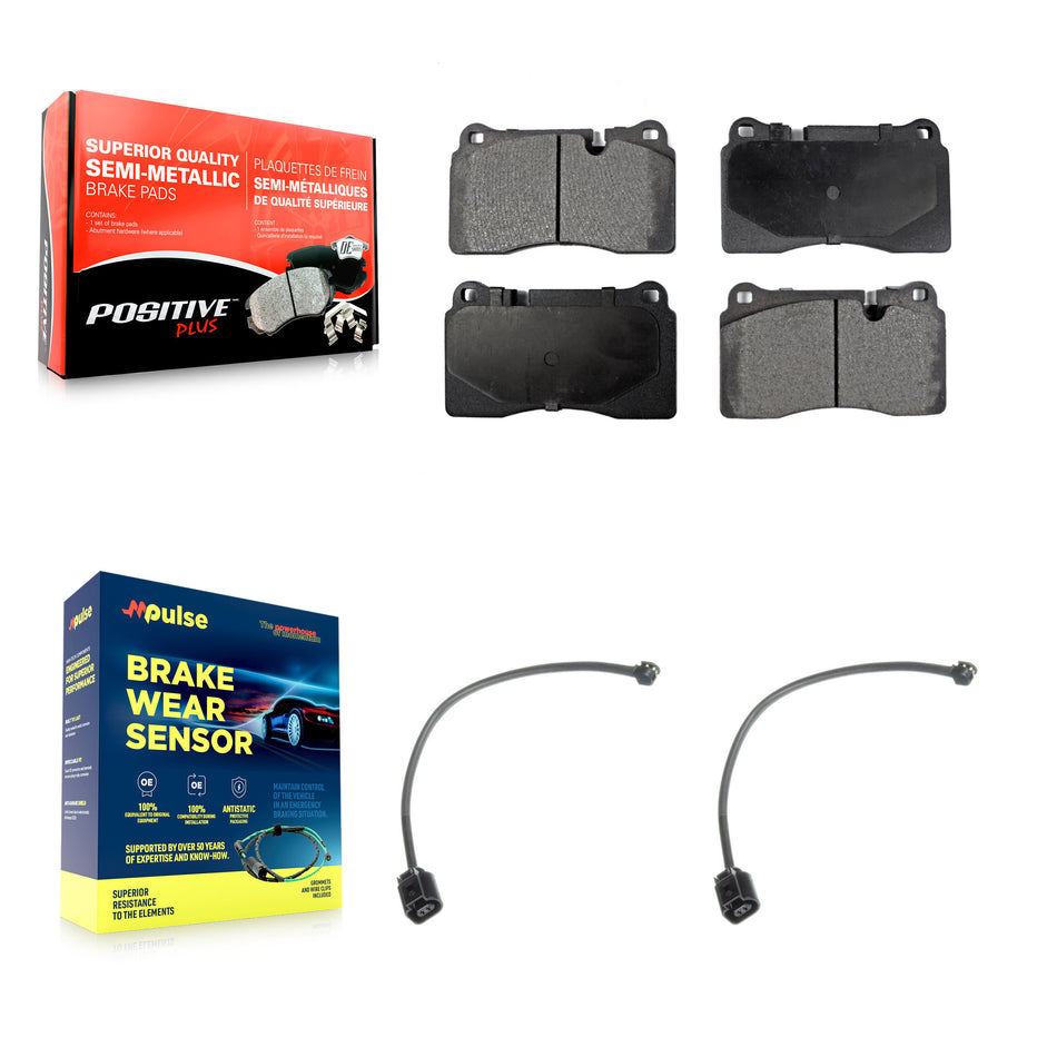 Front Semi-Metallic Disc Brake Pads And Wear Sensors Kit For Volkswagen Touareg KPW-100886