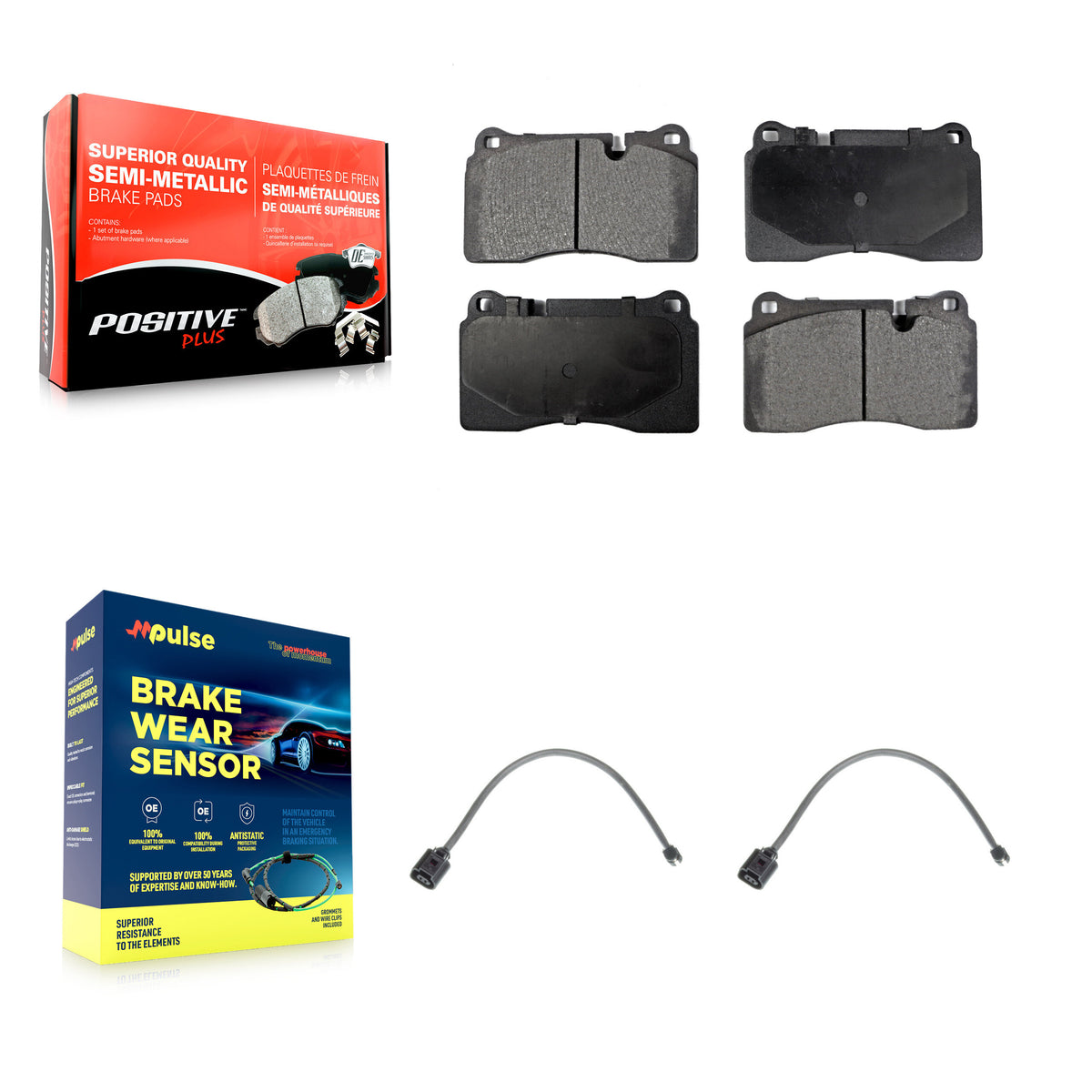 Front Semi-Metallic Disc Brake Pads And Wear Sensors Kit For Volkswagen Touareg KPW-100888