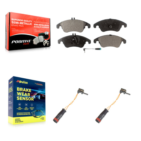 Front Semi-Metallic Brake Pad Extra Wear Sensor Kit For Mercedes-Benz C300 E350 C350 E550 KPW-100892