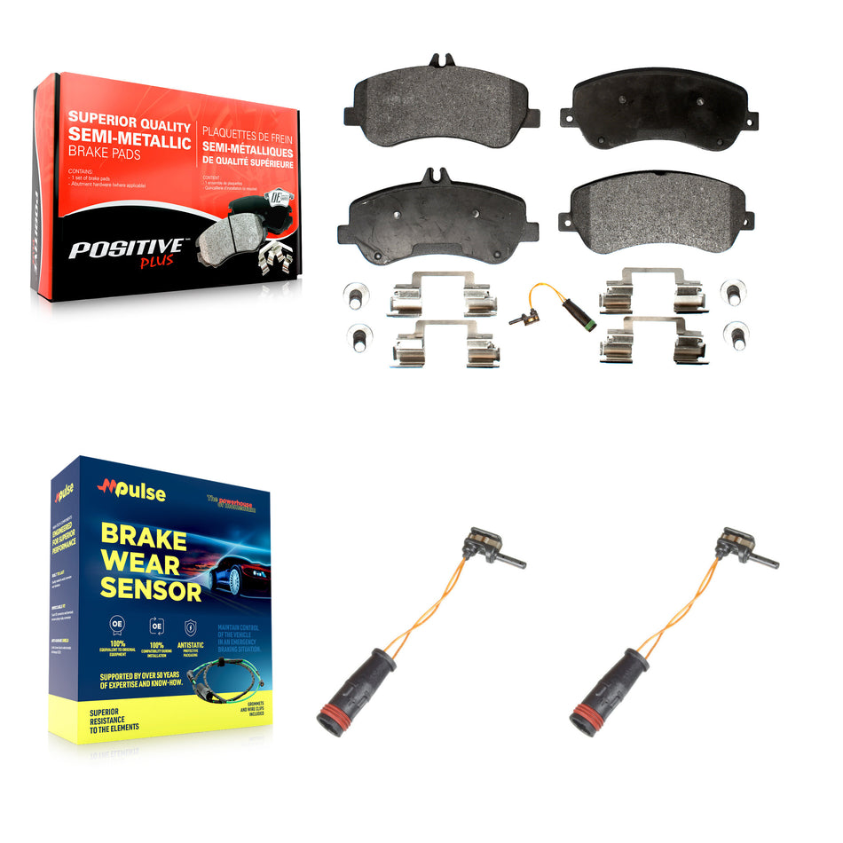 Front Semi-Metallic Disc Brake Pads Extra Wear Sensor Kit For Mercedes-Benz GLK350 GLK250 KPW-100893