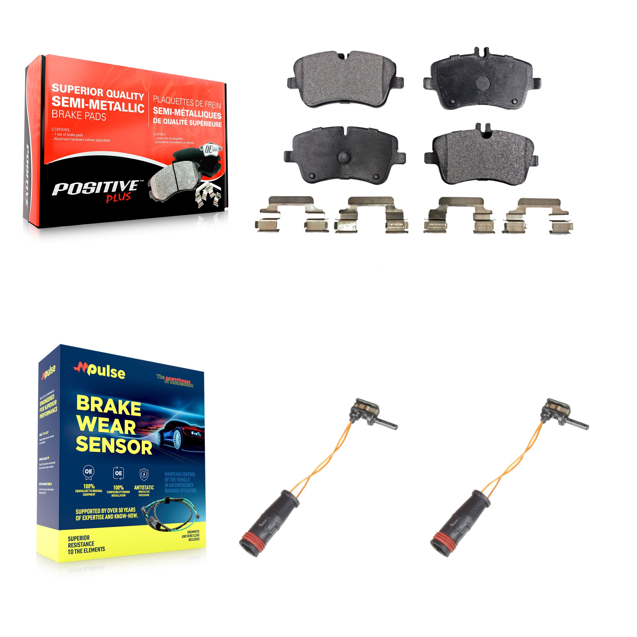 Front Semi-Metallic Brake Pads Wear Sensor Kit For Mercedes-Benz C240 C230 C280 C320 C350 KPW-100895