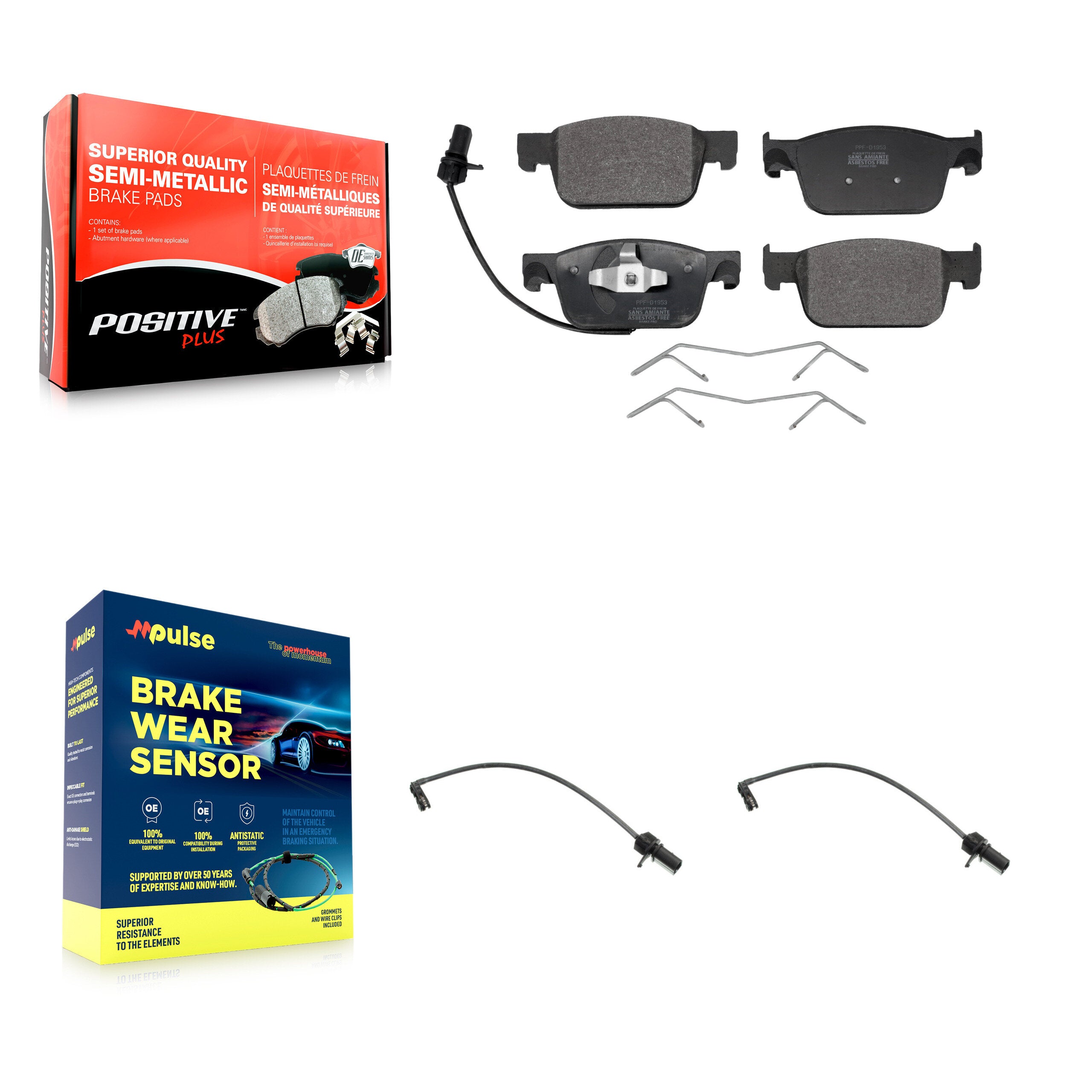 Front Semi-Metallic Disc Brake Pads And Extra Wear Sensors Kit For Audi A4 Quattro KPW-100901