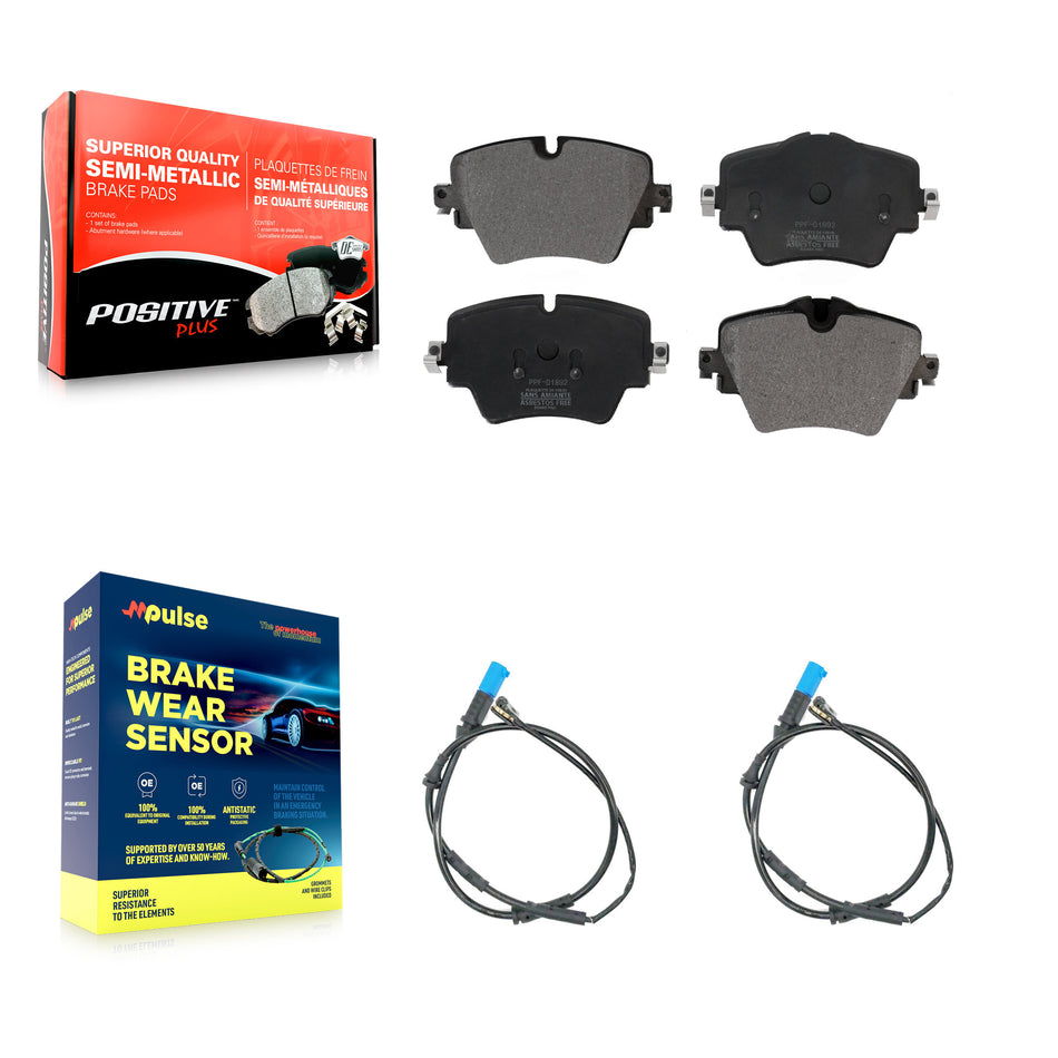Front Semi-Metallic Disc Brake Pads And Wear Sensors Kit For BMW X3 X4 KPW-100906