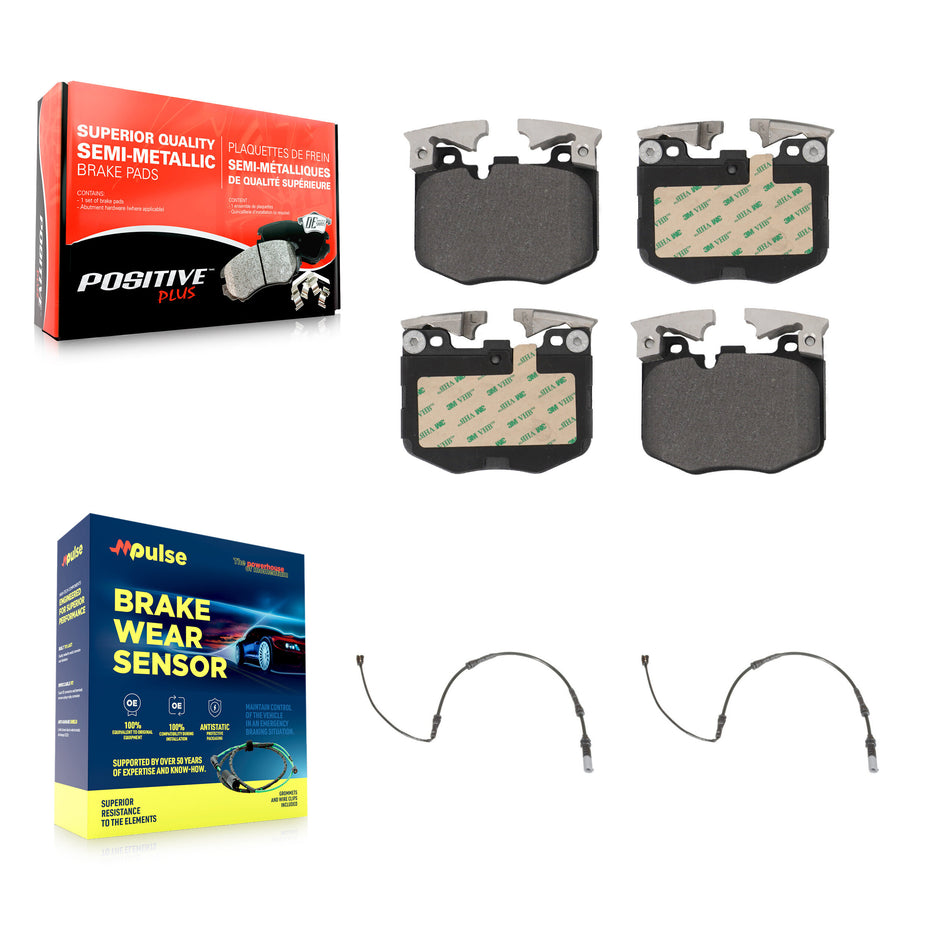 Front Semi-Metallic Disc Brake Pads And Wear Sensors Kit For 2019 BMW 330i xDrive Wagon KPW-100922