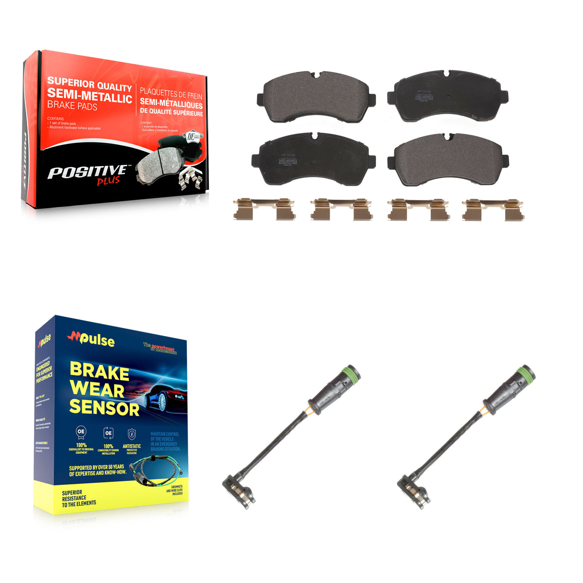 Front Semi-Metallic Brake Pads Wear Sensor Kit For Mercedes-Benz Sprinter 3500 2500 Dodge KPW-100930