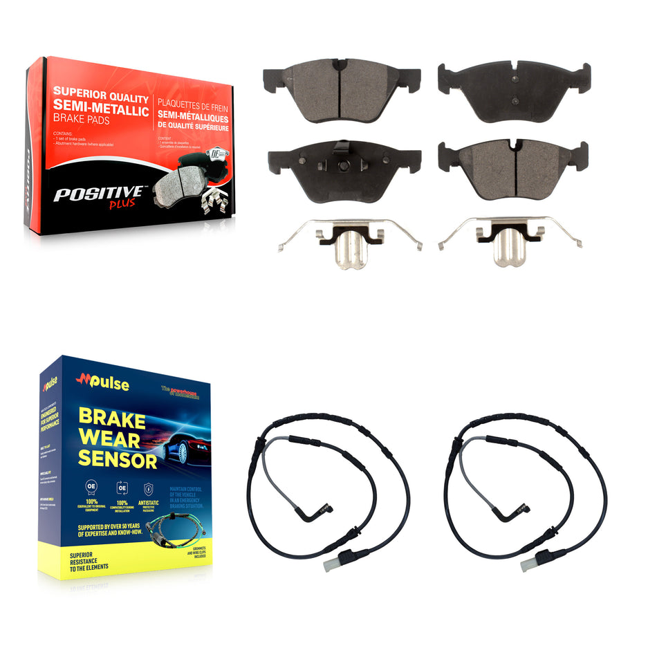 Front Semi-Metallic Disc Brake Pads And Wear Sensors Kit For BMW Z4 KPW-100939