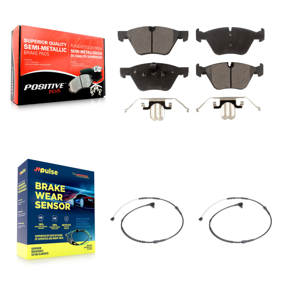 Front Semi-Metallic Disc Brake Pads And Wear Sensors Kit For BMW Z4 KPW-100940