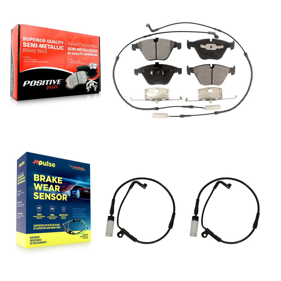 Front Semi-Metallic Brake Pads & Extra Wear Sensor Kit For BMW 530i 528i xDrive 525i 535i KPW-100945