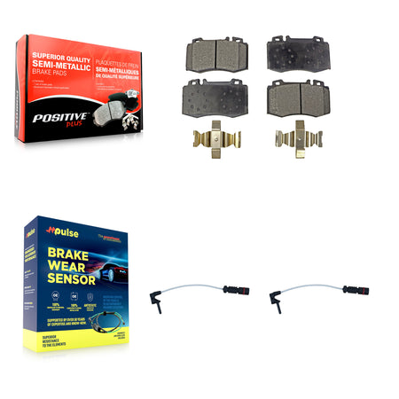 Front Semi-Metallic Disc Brake Pads And Wear Sensors Kit For Mercedes-Benz ML500 ML55 AMG KPW-100948