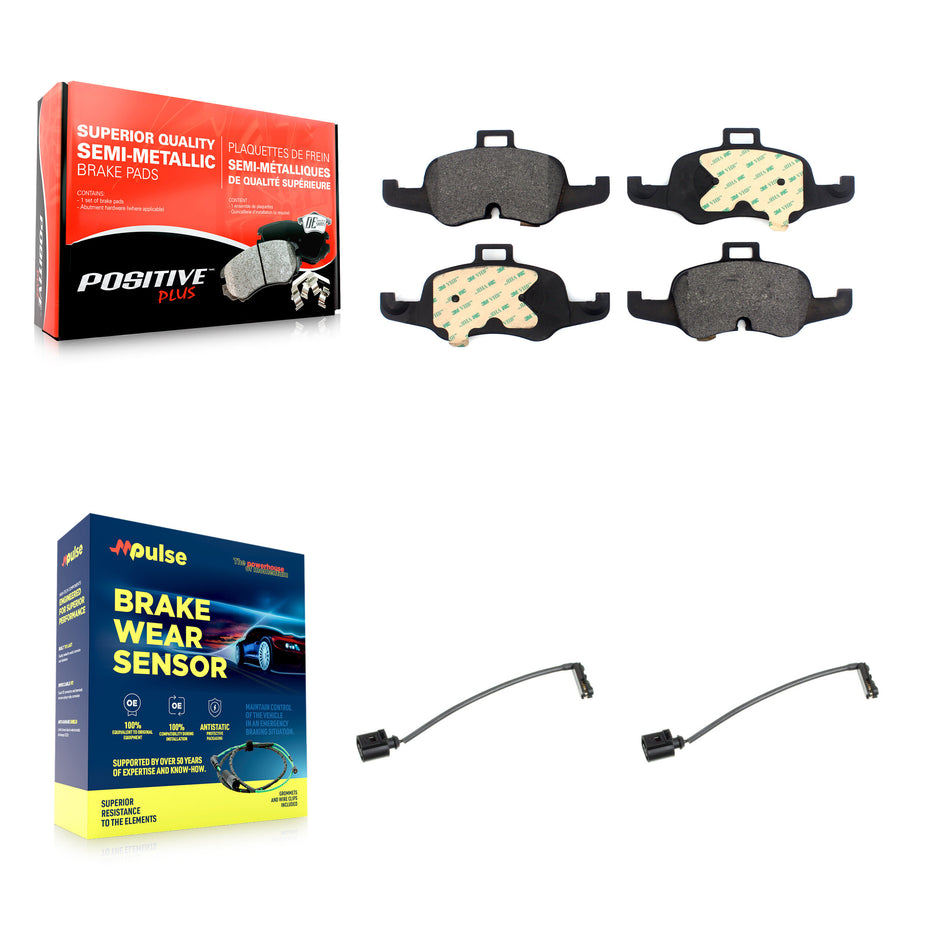 Front Semi-Metallic Disc Brake Pads And Wear Sensors Kit For Audi TTS Quattro 2.0L KPW-100949