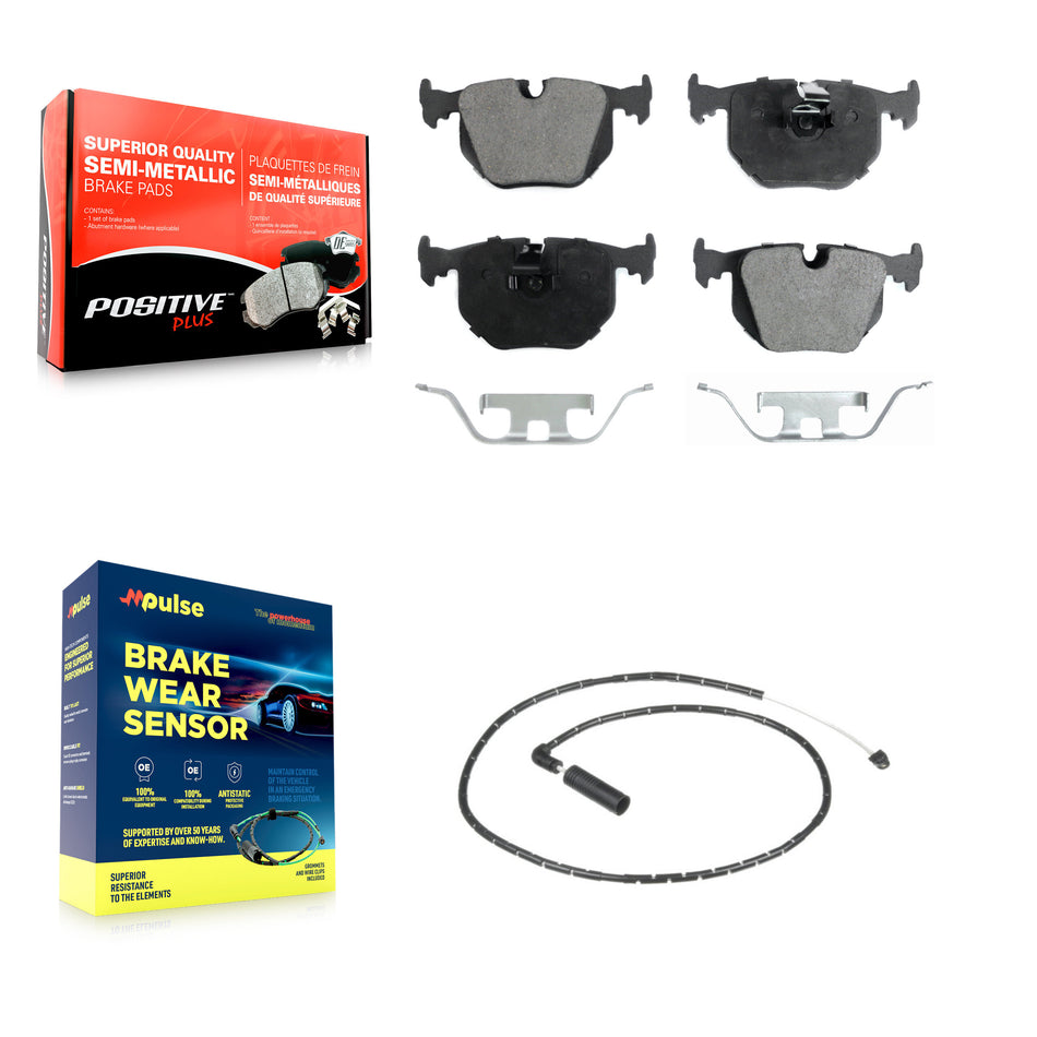 Rear Semi-Metallic Disc Brake Pads And Wear Sensors Kit For 2004-2010 BMW X3 KPW-100961