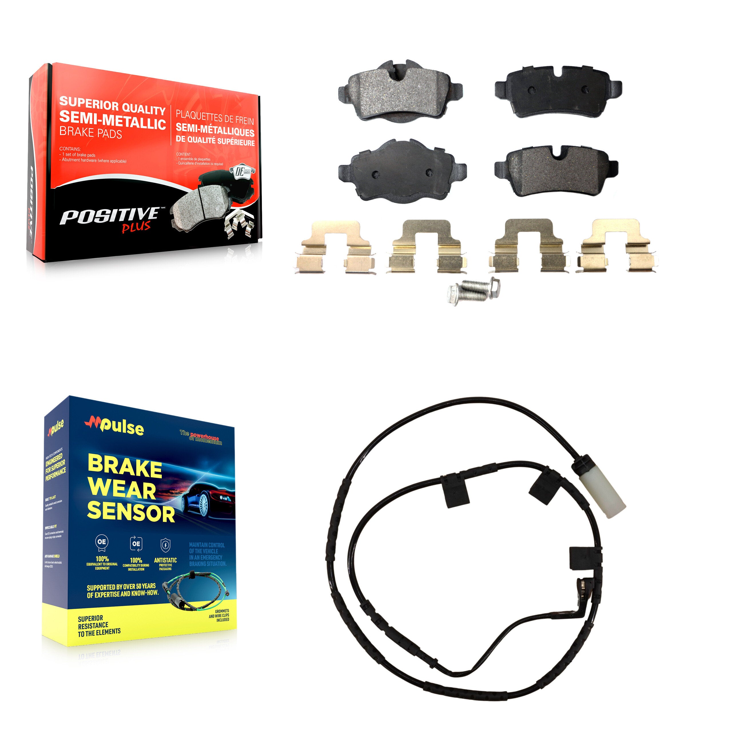 Rear Semi-Metallic Disc Brake Pads And Wear Sensors Kit For Mini Cooper KPW-100970