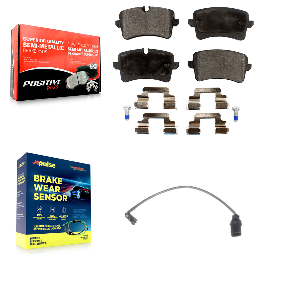 Rear Semi-Metallic Brake Pads Wear Sensor Kit For Audi Porsche Macan A6 Quattro A7 RS5 S6 KPW-100972