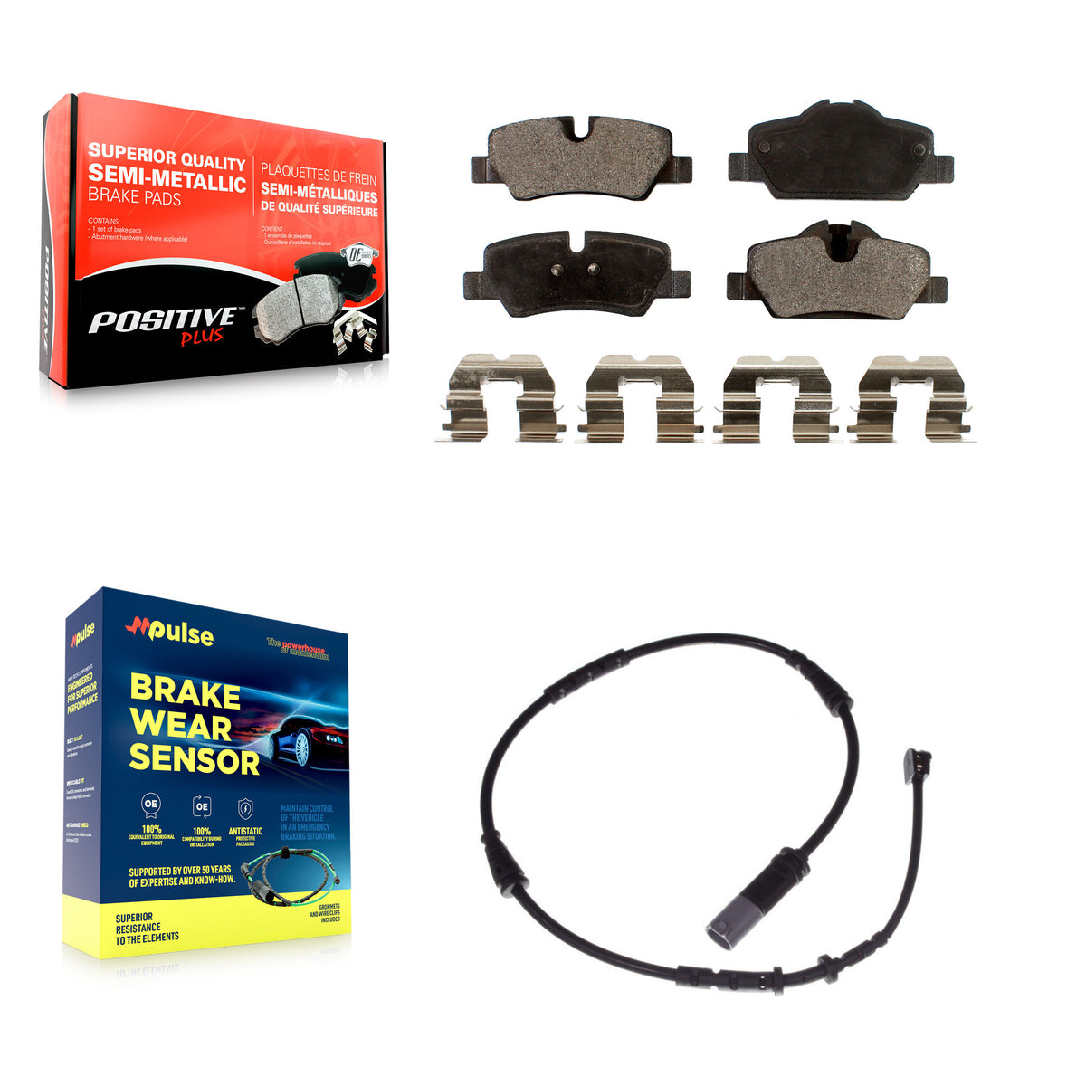 Rear Semi-Metallic Disc Brake Pads And Wear Sensors Kit For Mini Cooper KPW-100980