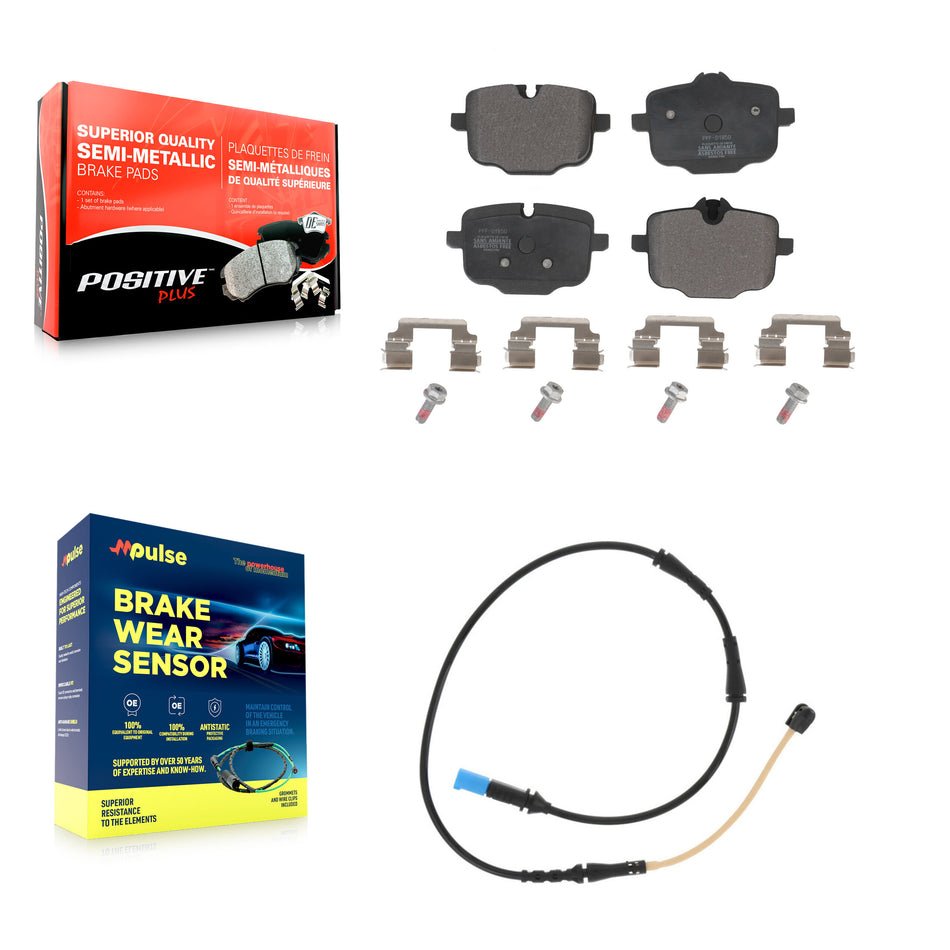 Rear Semi-Metallic Disc Brake Pads And Wear Sensors Kit For BMW X4 KPW-100988