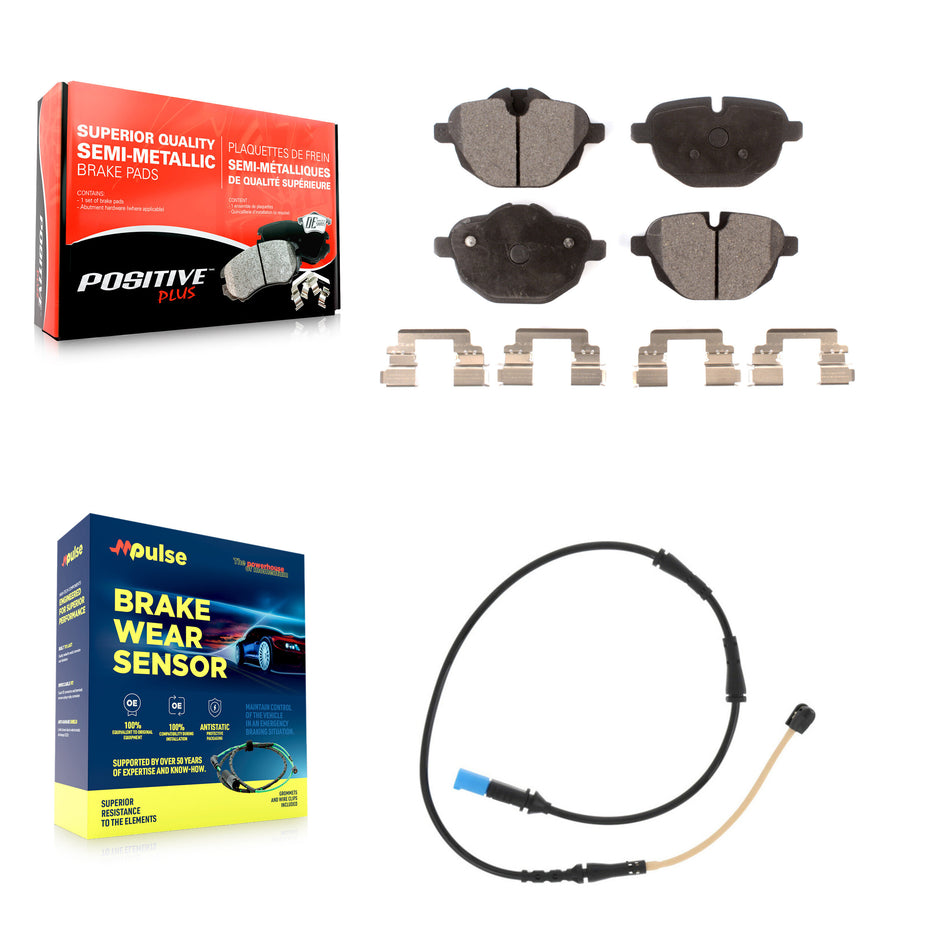Rear Semi-Metallic Disc Brake Pads And Wear Sensors Kit For BMW X4 KPW-100989