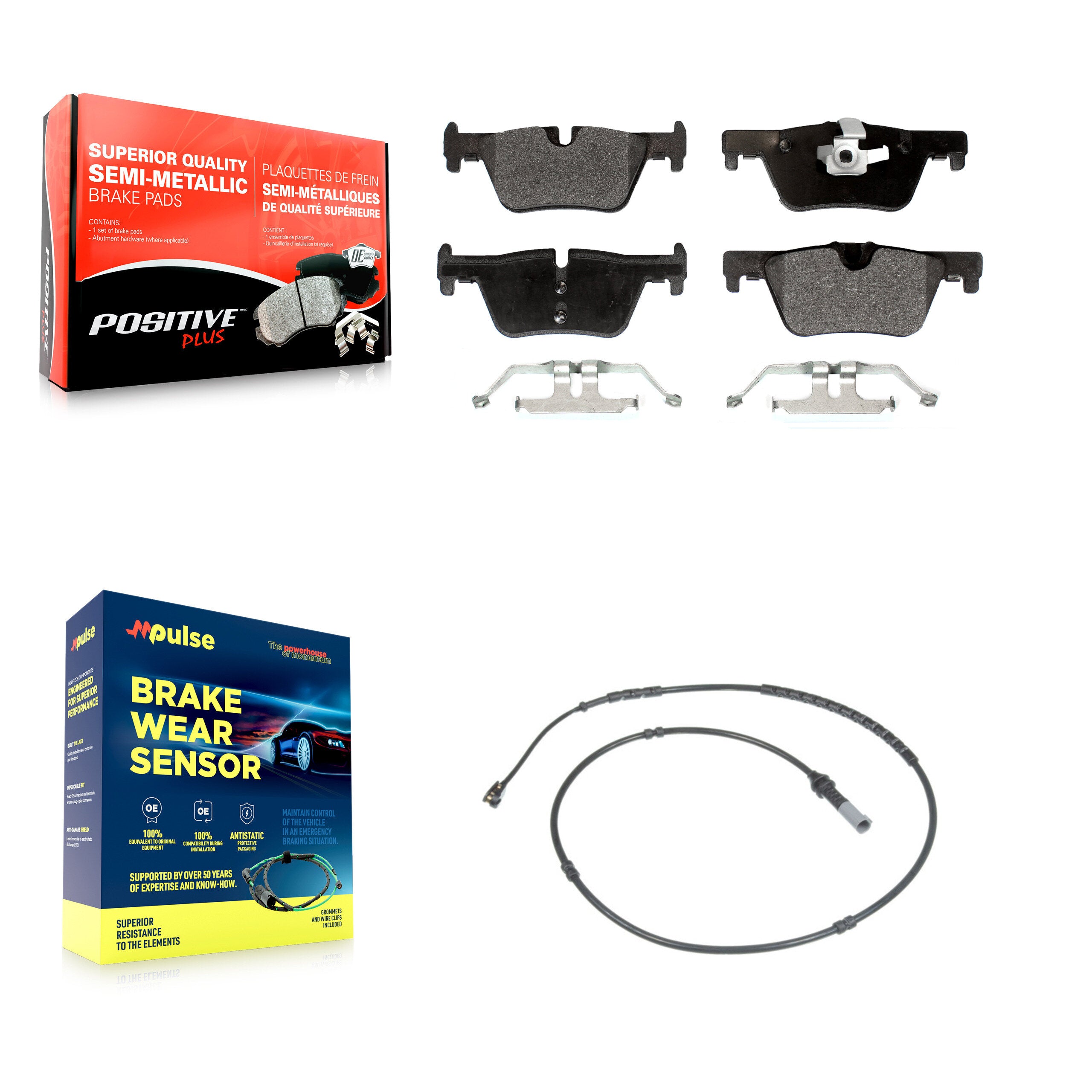 Rear Semi-Metallic Brake Pad Wear Sensor Kit For BMW 328i xDrive 330i 320i 428i 328d 230i KPW-100994