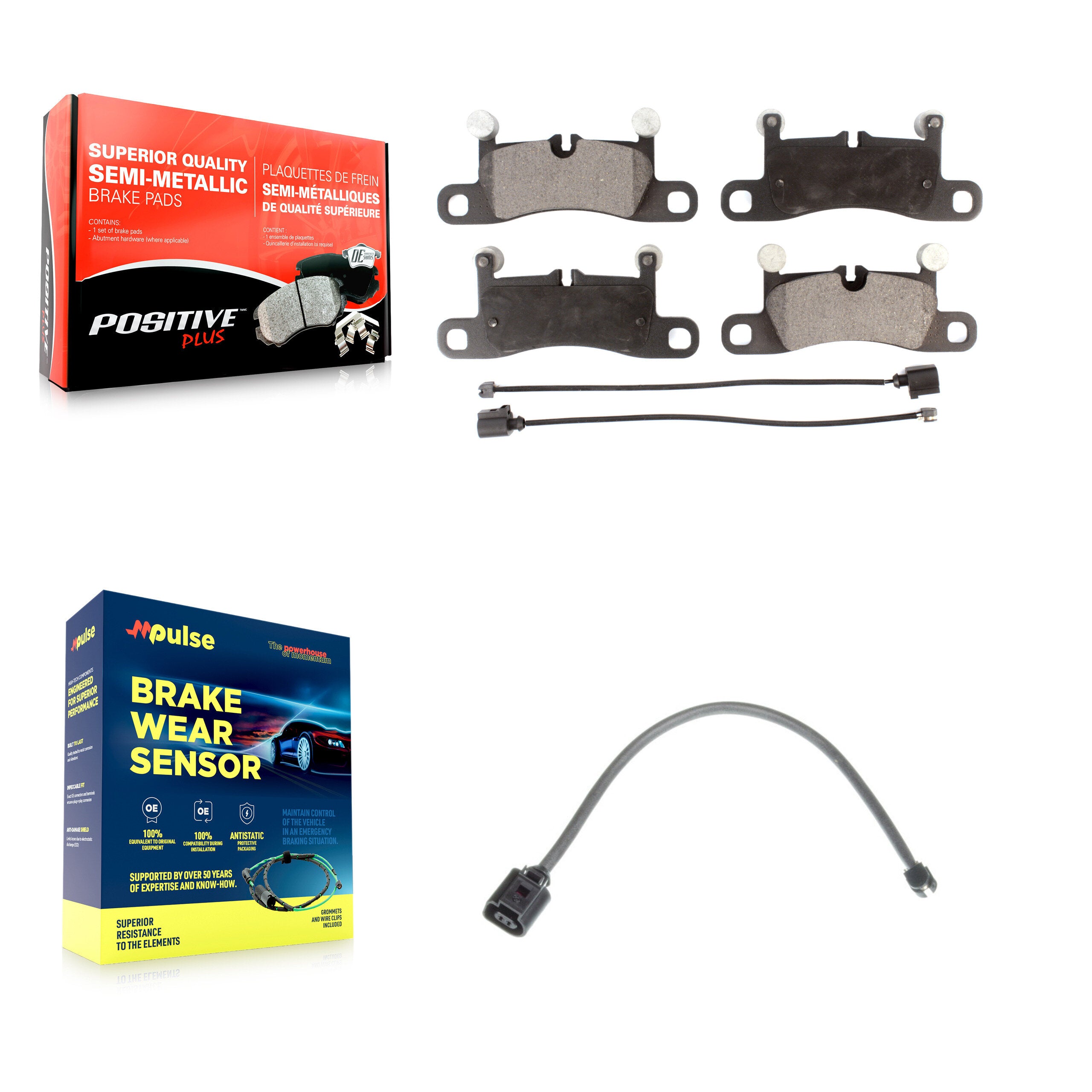 Rear Semi-Metallic Disc Brake Pads And Wear Sensors Kit For Porsche Cayenne with Harness KPW-100999