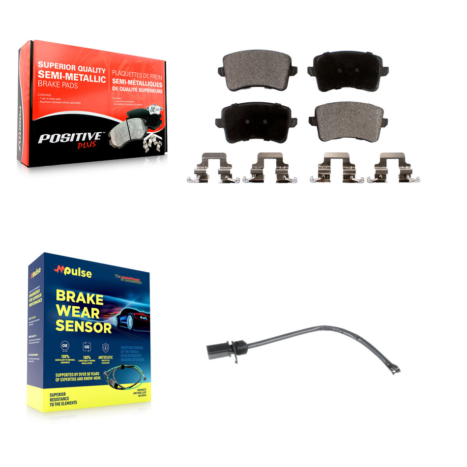 Rear Semi-Metallic Disc Brake Pads And Wear Sensors Kit For 2015 Audi Q5 KPW-101000