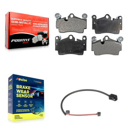 Rear Semi-Metallic Brake Pads & Wear Sensor Kit For 2005-2006 Porsche Cayenne S with 4.5L KPW-101001
