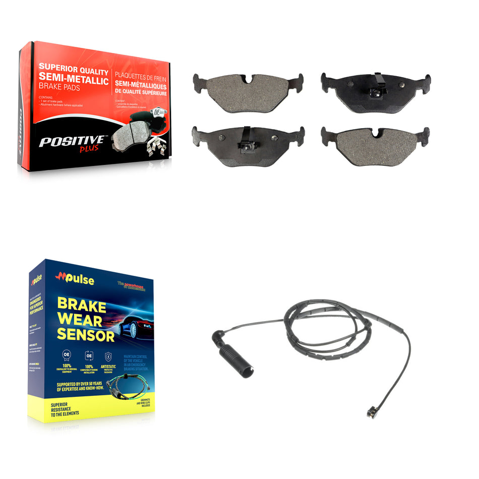 Rear Semi-Metallic Brake Pad And Wear Sensor Kit For BMW 325i 325Ci 320i 325xi 328i 323Ci KPW-101004
