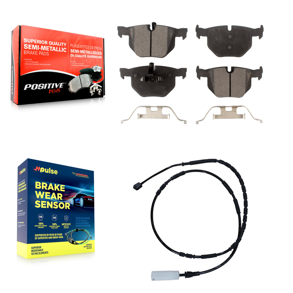 Rear Semi-Metallic Disc Brake Pads And Wear Sensors Kit For BMW 335i 335is 335d KPW-101007