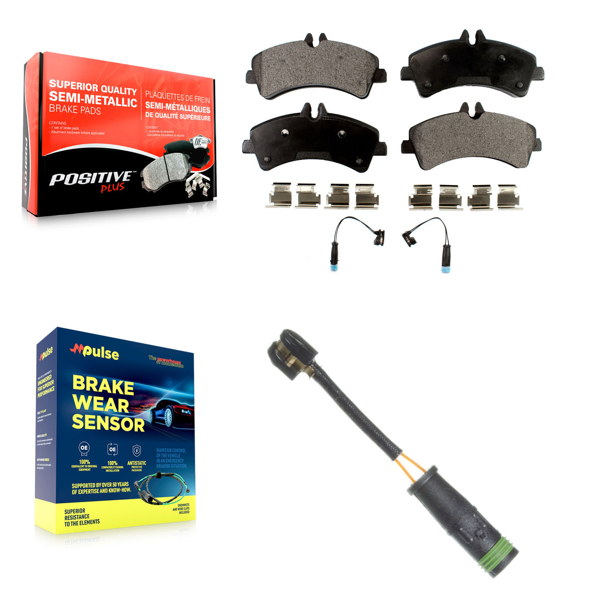 Rear Semi-Metallic Brake Pad Extra Wear Sensor Kit For Mercedes-Benz Sprinter 3500 3500XD KPW-101010