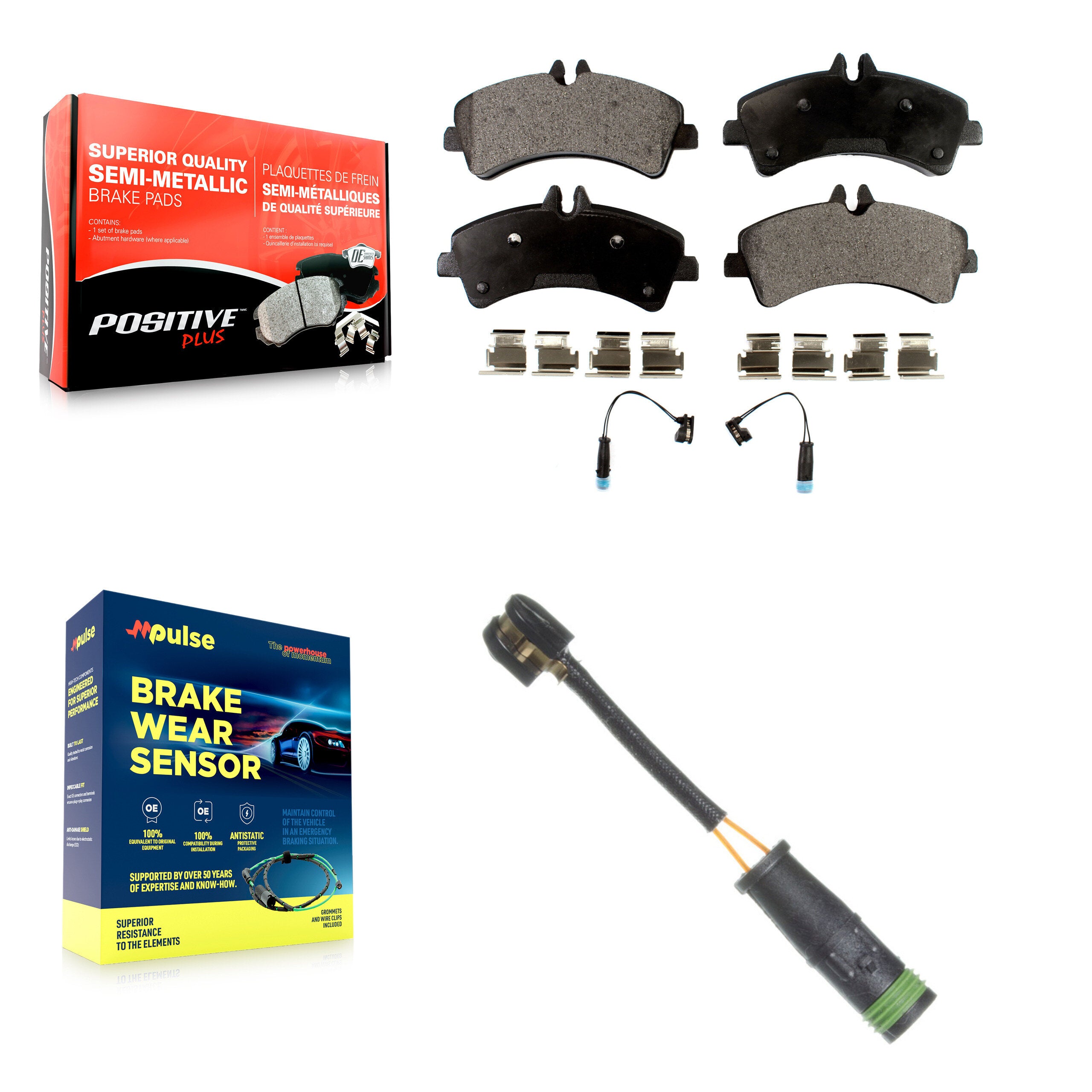 Rear Semi-Metallic Brake Pad Extra Wear Sensor Kit For Mercedes-Benz Sprinter 3500 3500XD KPW-101010