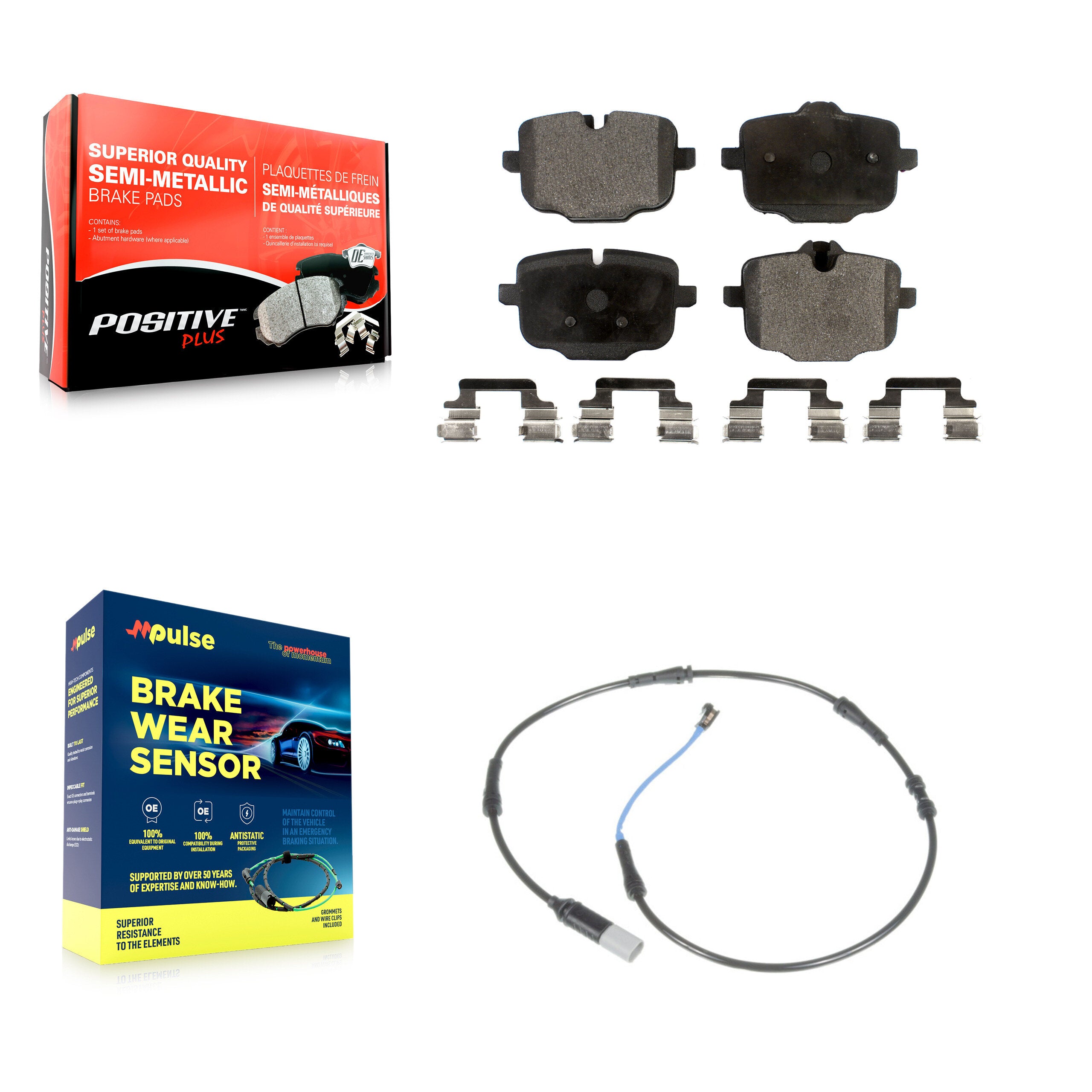 Rear Semi-Metallic Brake Pads Wear Sensor Kit For BMW 550i xDrive 650i Gran Coupe 640i B6 KPW-101030