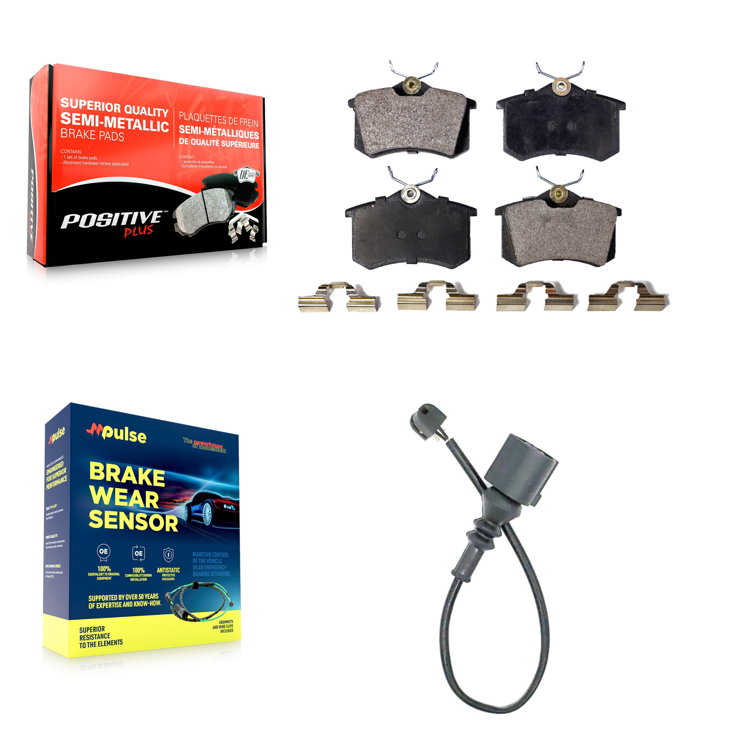Rear Semi-Metallic Disc Brake Pads And Wear Sensors Kit For 2003-2006 Audi TT 1.8L KPW-101047
