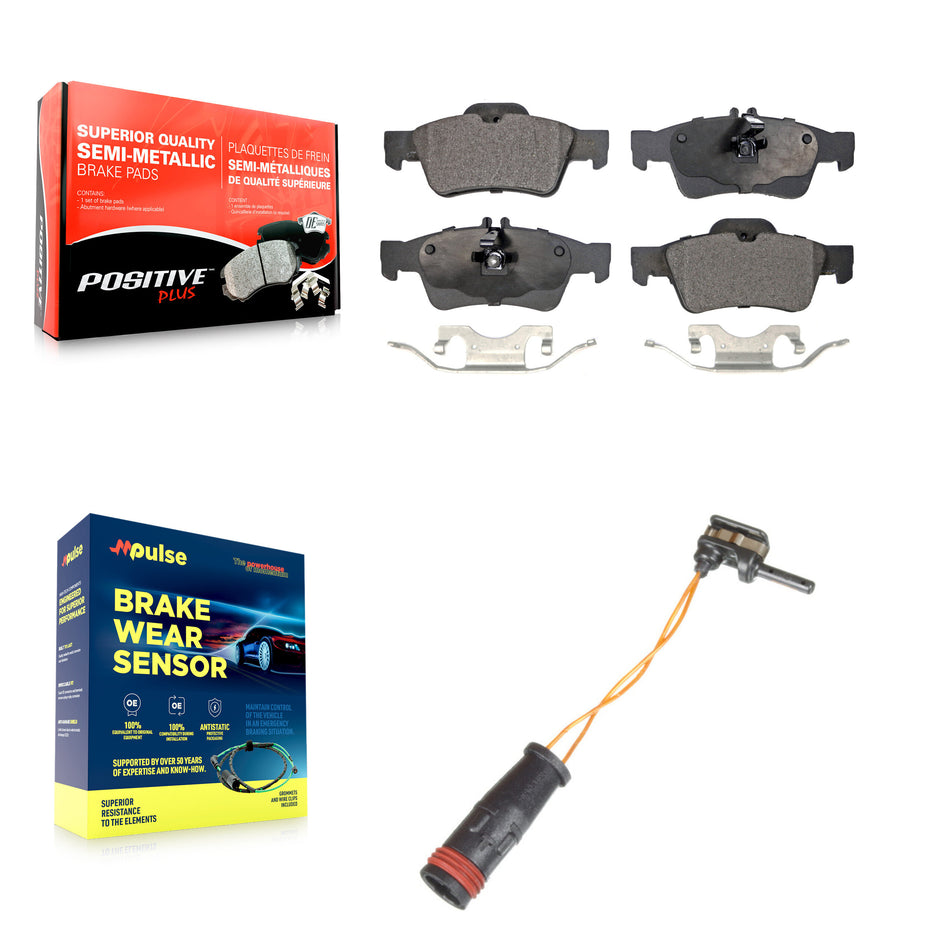 Rear Semi-Metallic Brake Pads Wear Sensor Kit For Mercedes-Benz E350 E550 S550 E400 SL500 KPW-101050