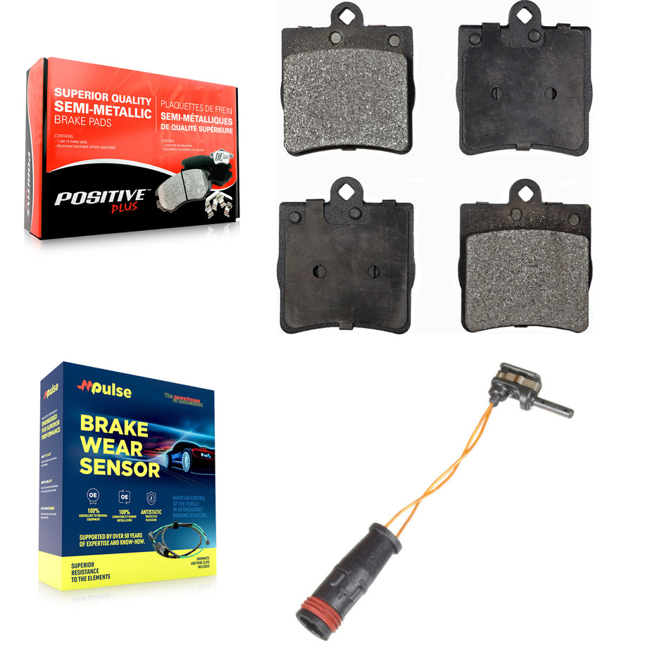 Rear Semi-Metallic Disc Brake Pads And Wear Sensors Kit For Mercedes-Benz C230 C240 KPW-101054