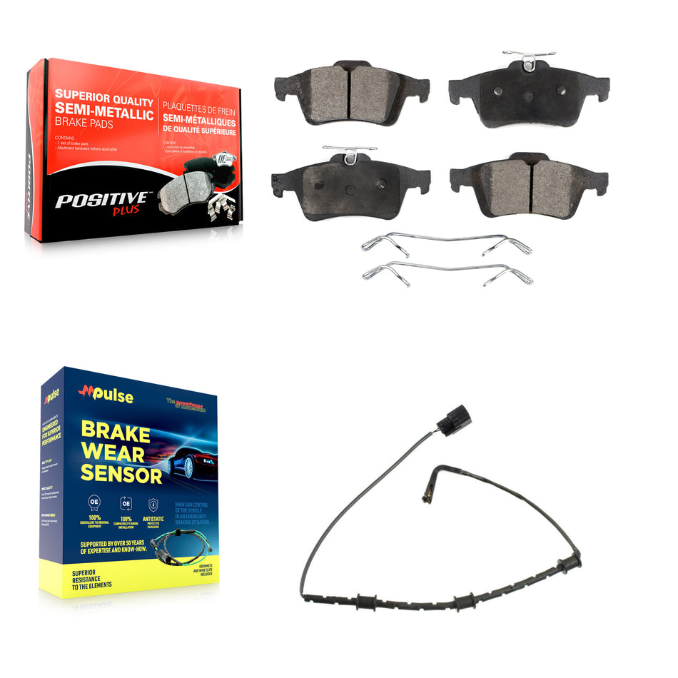Rear Semi-Metallic Disc Brake Pads And Wear Sensors Kit For Jaguar XJ From VIN #V90866 KPW-101062