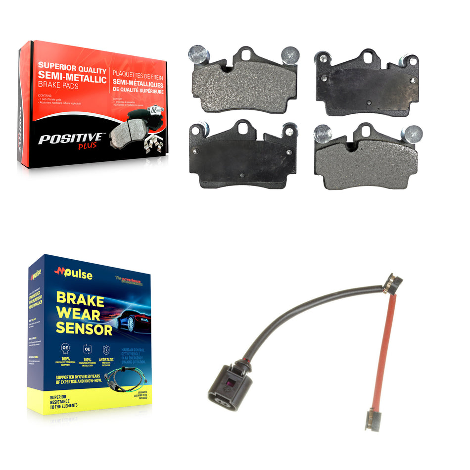 Rear Semi-Metallic Disc Brake Pads Wear Sensor Kit For Audi Q7 Porsche Cayenne Volkswagen KPW-101065